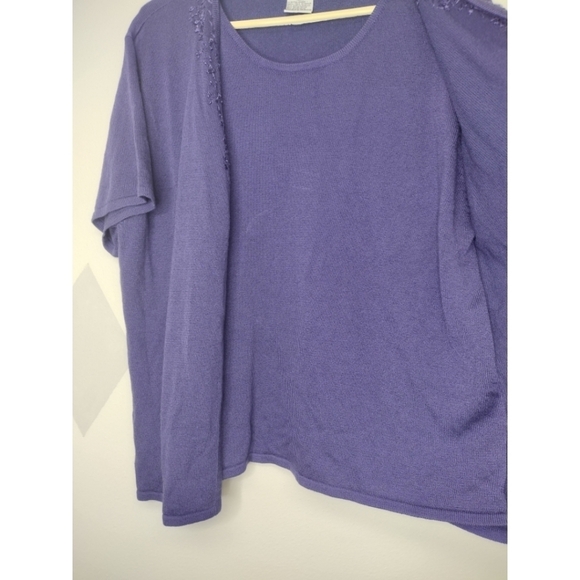 Sag Harbor purple top with attached cardigan look - Picture 3 of 11